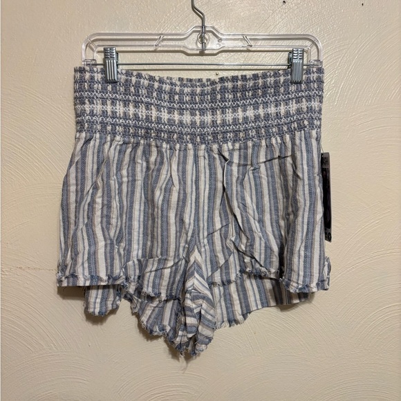 Rewash High Waist Blue and White Striped Shorts - Picture 1 of 7